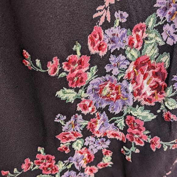 Vintage Tracy Reese Floral Beaded Slip Dress Womens Medium Knee Length Night Out - Picture 6 of 8